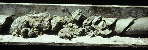 5. Core of Forties Formation reservoir taken from c.2755-2765m depth in well Forties Delta 52 on 17th May 1982, as part of a programme to assess the feasibility of enhanced oil recovery using surfactants.